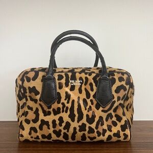 Prada 2015 Runway Bauletto Bag Pony Hair Ostrich